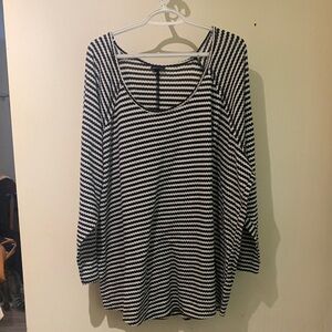 Torrid Black and Cream Striped Knit Top